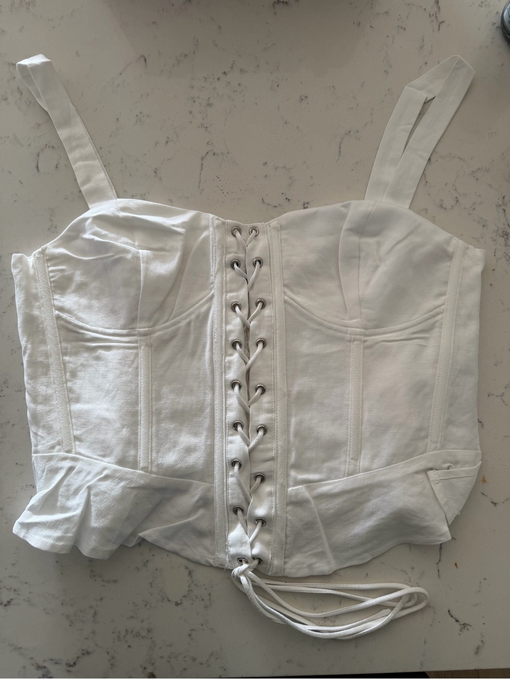 Lulu’s White Lace-Up Corset Crop Top - Women